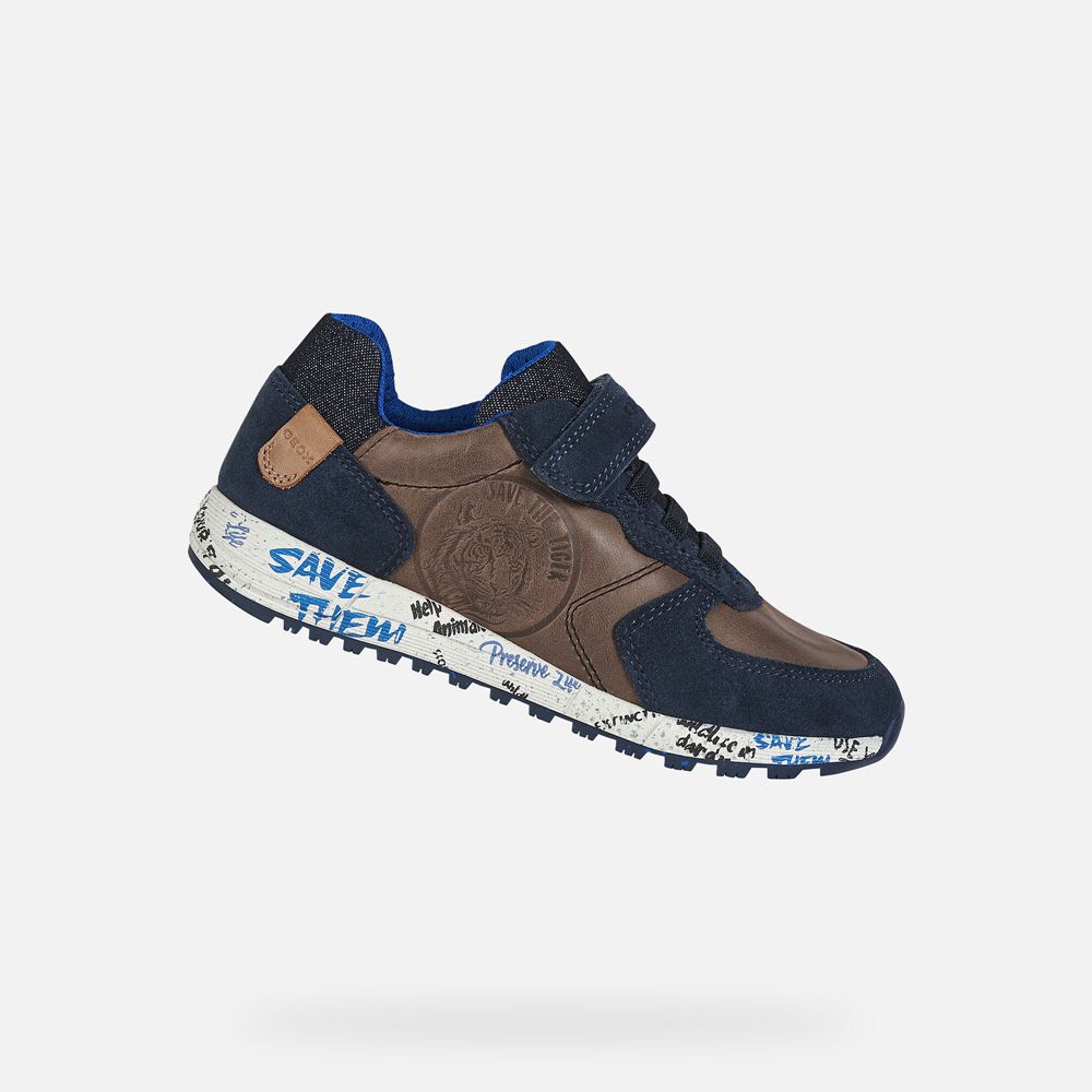 Geox Erkek Çocuk Spor Ayakkabı Koyu Kahverengi/Lacivert - Alben - LQT-384017